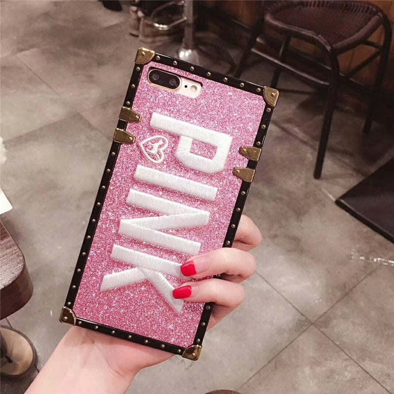 3D Pink Letter Case for iphone 7 / 7+ / 8 / X / Xs / 6+ / 6s+