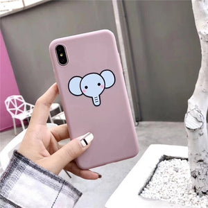 Cute Elephant / Fawn Matte  Phone Cases for iphone X / XR / XS / XS Max /6 / 6+ / 6s / 6s+ / 7 / 7+ / 8 / 8+