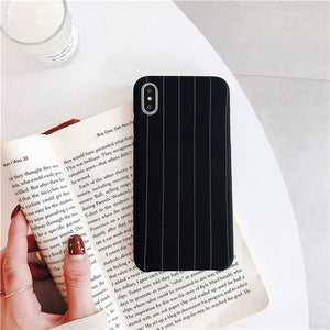 Black Stripes pattern leather phone case  For iPhone 6 / 6s / 7+ / X / XR / XS MAX