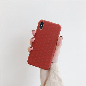 Black Stripes pattern leather phone case  For iPhone 6 / 6s / 7+ / X / XR / XS MAX