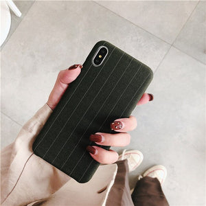 Black Stripes pattern leather phone case  For iPhone 6 / 6s / 7+ / X / XR / XS MAX