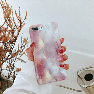 Marble Frosted Case For iPhone X / 6+ / 6s + / 7+ / 8+
