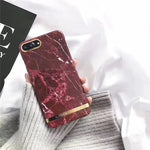 Retro Glossy Marble Red Wine Phone Case for iPhone X / 8+ / 7+ / 6 + / 6s +