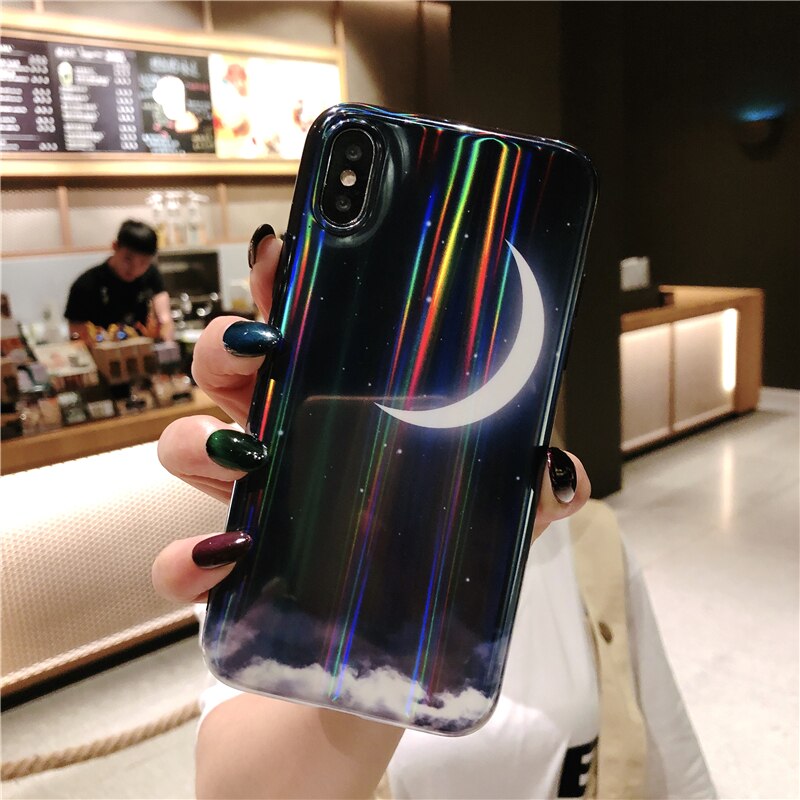 Laser Starry Sky Moon Phone Case For Iphone X / XR / XS / XS Max / 6 / 6s / 6+ / 6s + / 7 / 7+ / 8 / 8+