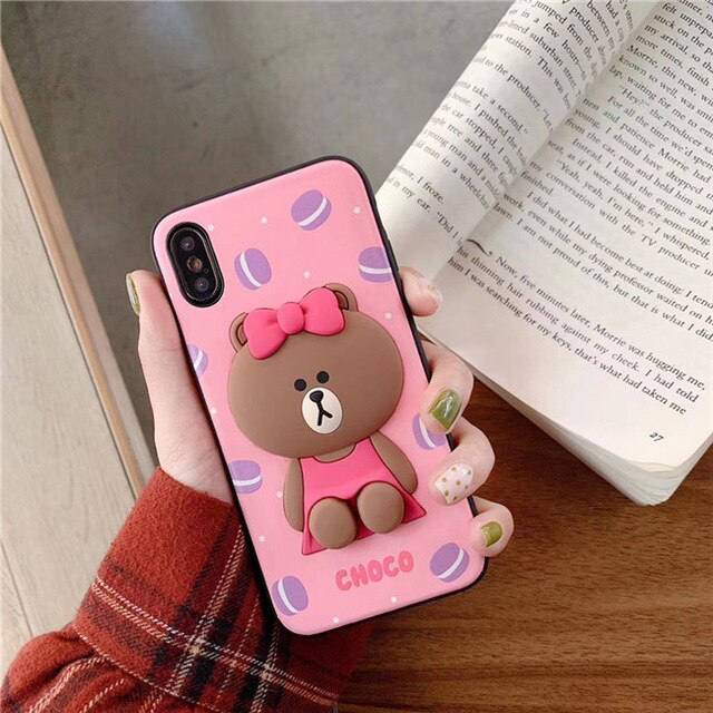 3D Cartoon Bare Bears Phone Case For iPhone 7 / 7+ / 8+ / 6+ / 6s + / X / XR / XS MAX