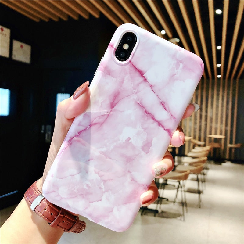 Glossy Marble Phone Case For iPhone X / XS MAX / 6+ / 6s + / 7+ / 8+