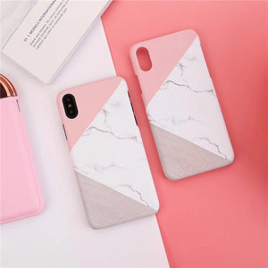 Geometric Splice Marble Case For iphone X / 7+ / 8+ / 6+ / 6s +  For Samsung s7 / Edge s8 / s9 / Note 8