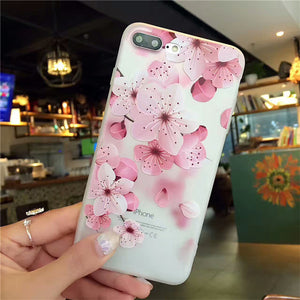 Pink Cherry Blossoms Phone Case For iphone 7 / 7+ / 8 / 8+ / 6 / 6s / X