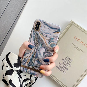 Golden Marble Phone Case For iPhone X / XS Max / XR / 8 / 8+ / 7+ /  6 / 6s